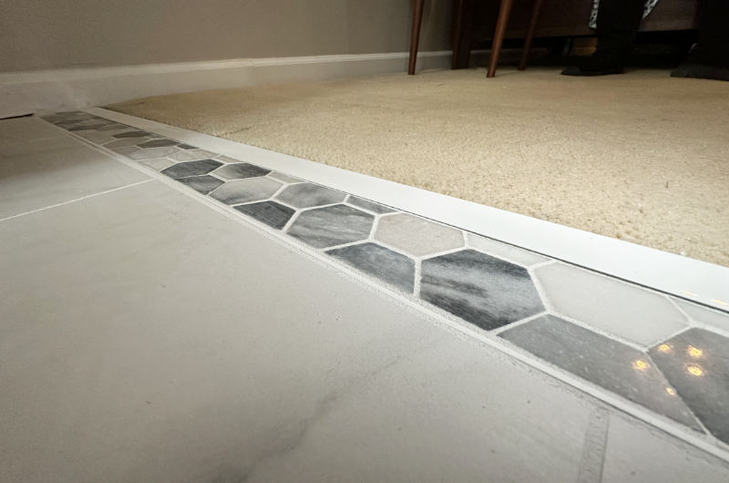 New tile and carpet installation